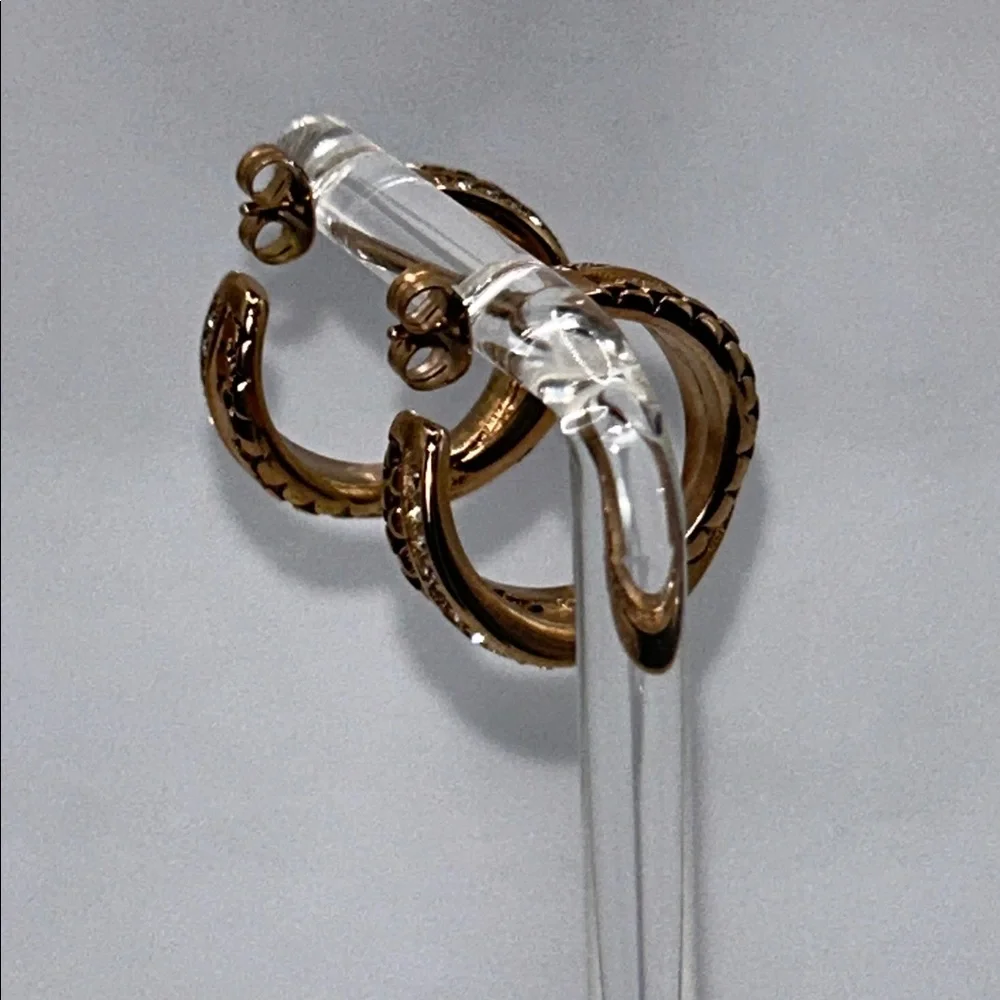 NWOT Rose Gold CZ Double Hoop Earrings By Designer DSMK